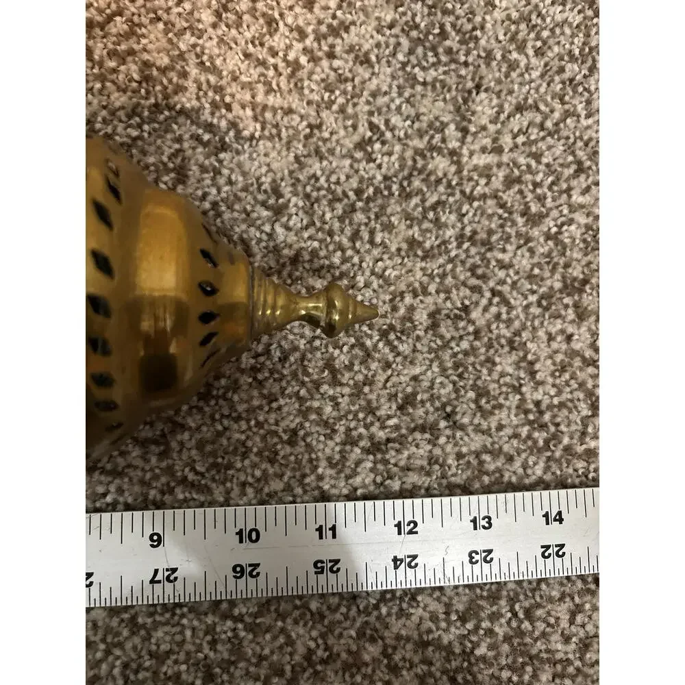 Vintage Brass Turkish Arabic Candle Lantern Incense Holder Pierced Metal